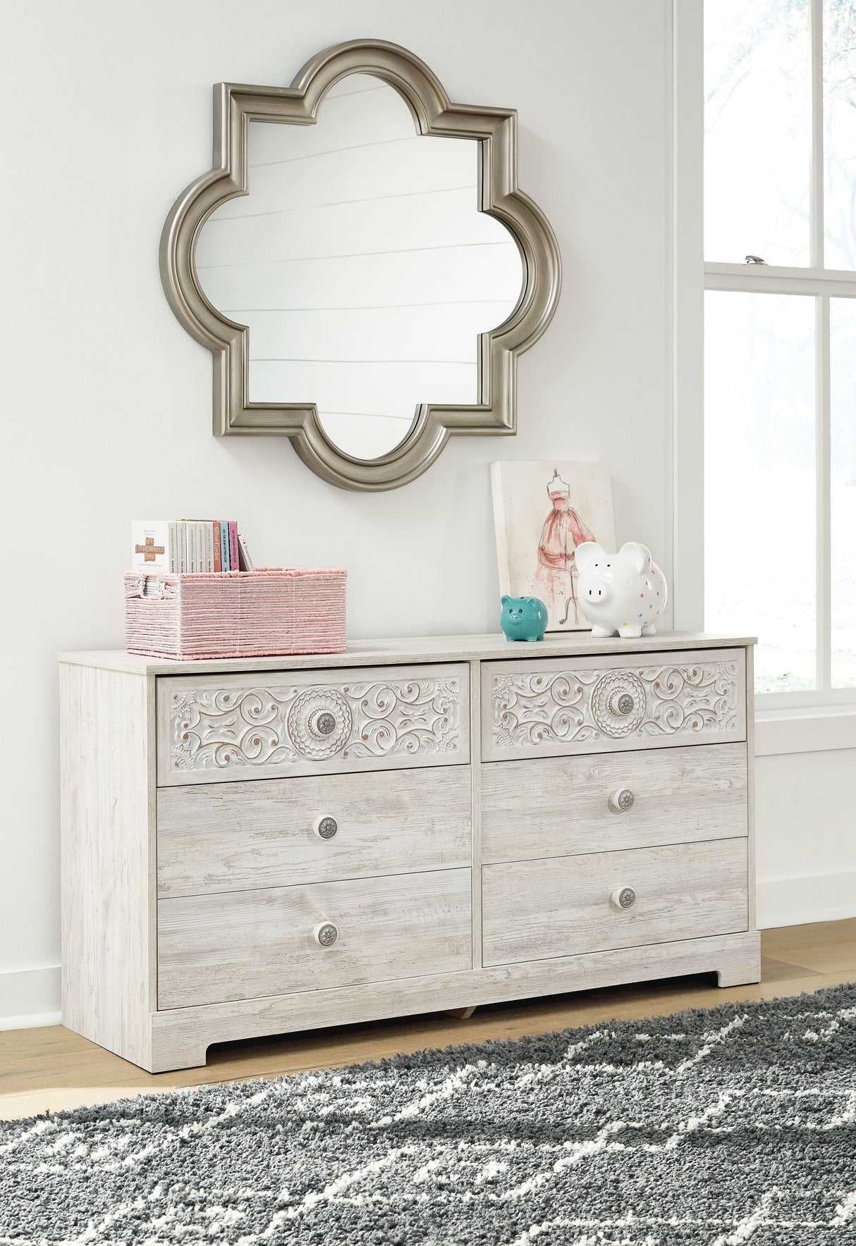 Paxberry - Whitewash - Six Drawer Dresser - Weatherworn by Signature Design by Ashley® | Bel Furniture