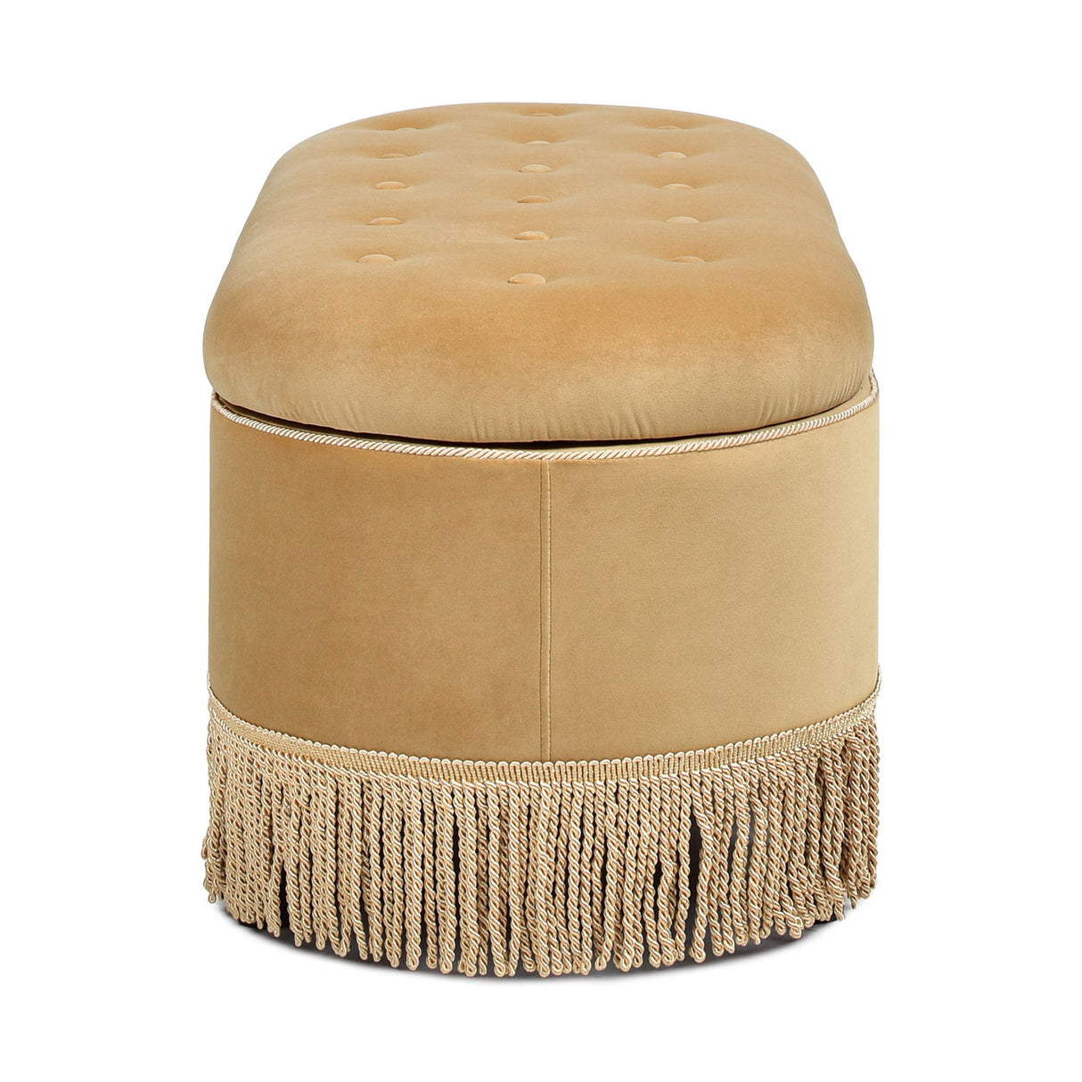Melinda - Oval Tufted Bullion Fringe Storage Bench by Jennifer Taylor Home | Bel Furniture