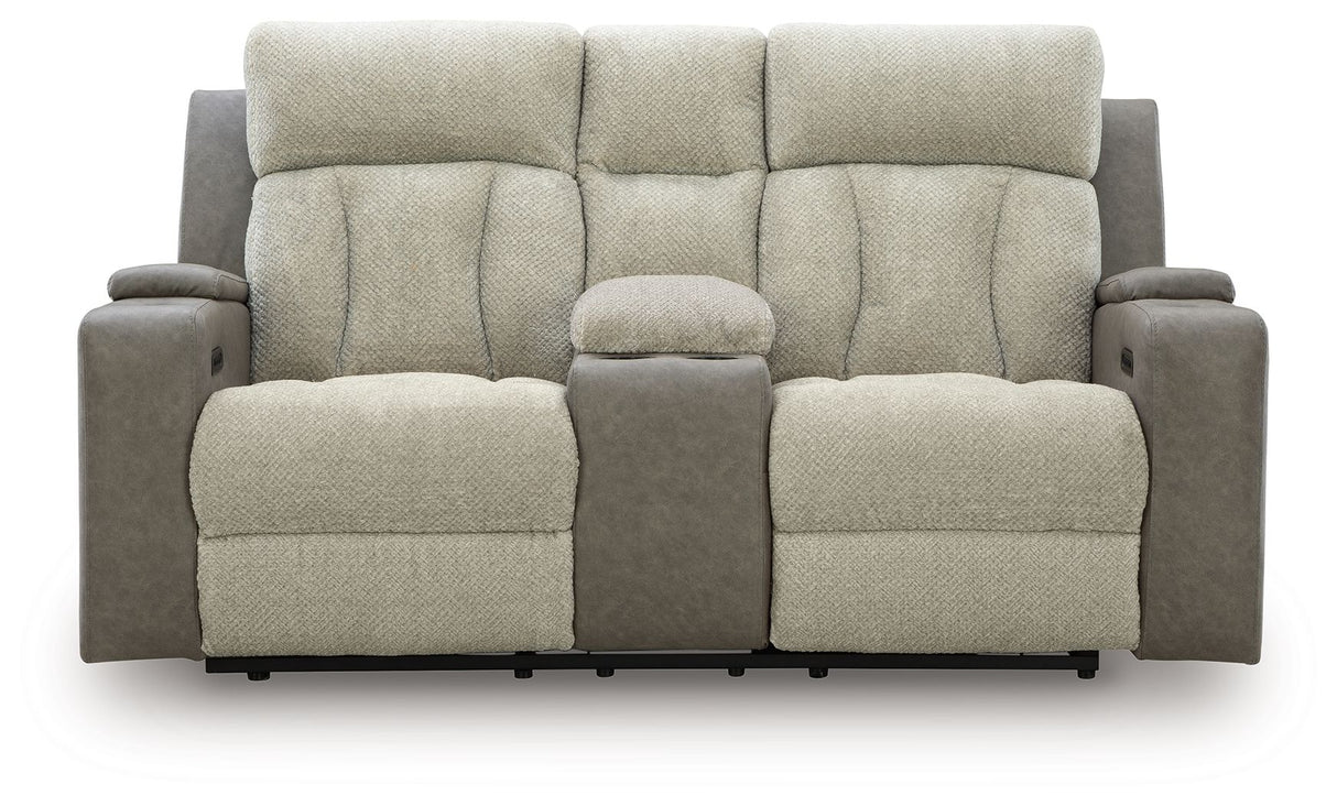WhipLash - Sisal - Power Reclining Loveseat With Console / Adj Headrest by Signature Design by Ashley® | Bel Furniture