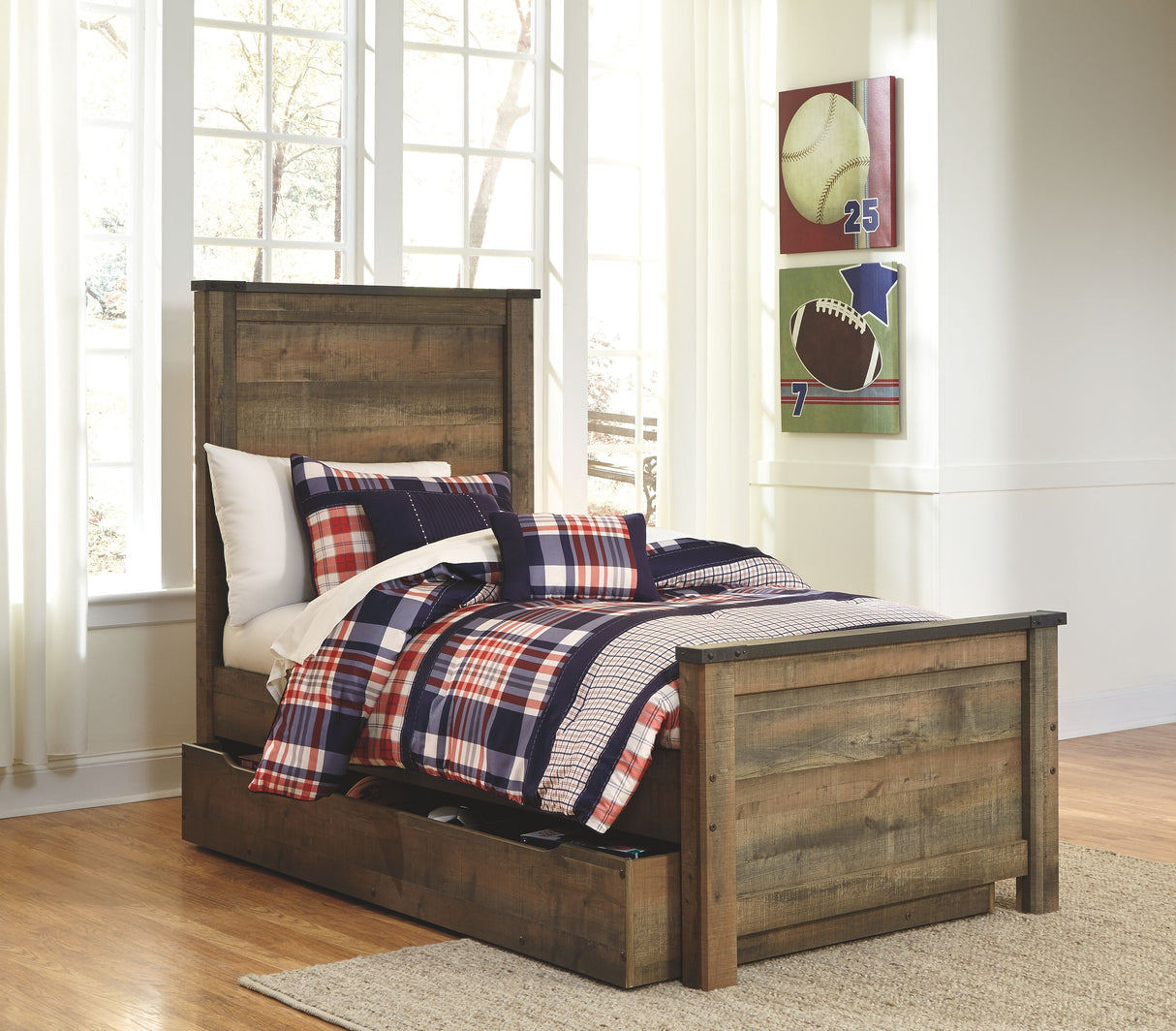 Trinell - Panel Bed Dark Brown Twin 1 Drawer by Signature Design by Ashley® | Bel Furniture