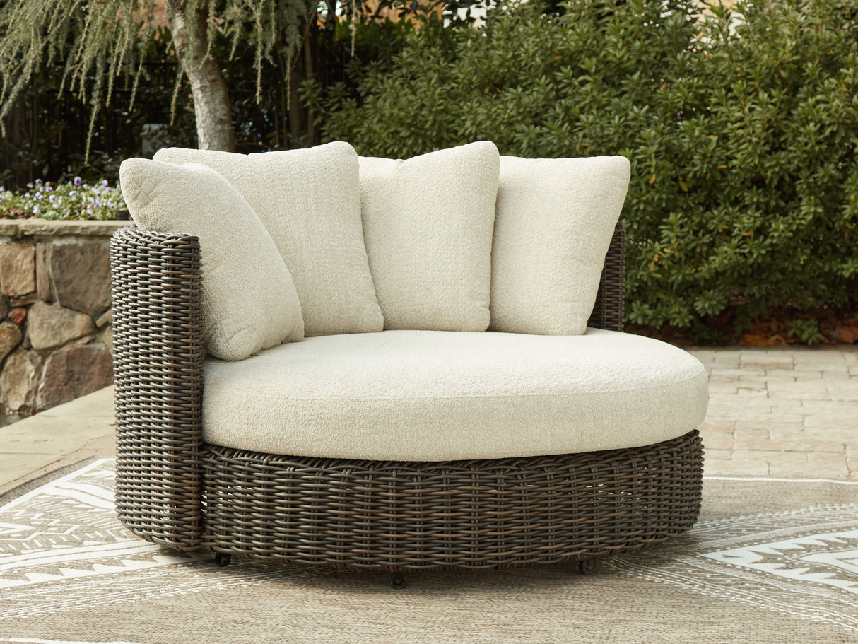 Kimora - Beige / Dark Brown - Swivel Lounge Chair With Cushion by Signature Design by Ashley® | Bel Furniture