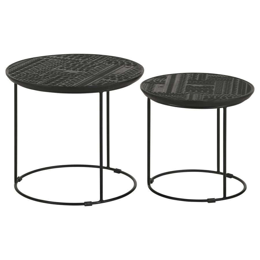 Loannis - 2 Piece Round Mango Wood Nesting Table - Matte Black by CoasterEssence | Bel Furniture