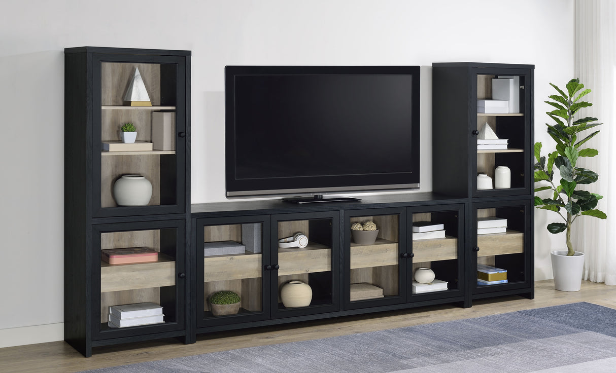 Denison - 3 Piece Entertainment Center 79" TV Stand - Black