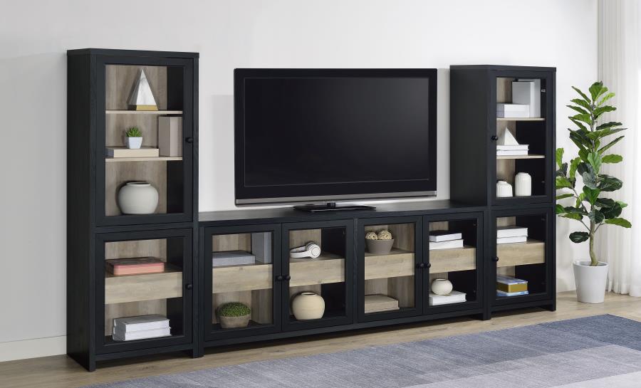 Denison - 79" 4-Door TV Stand Media Console - Black