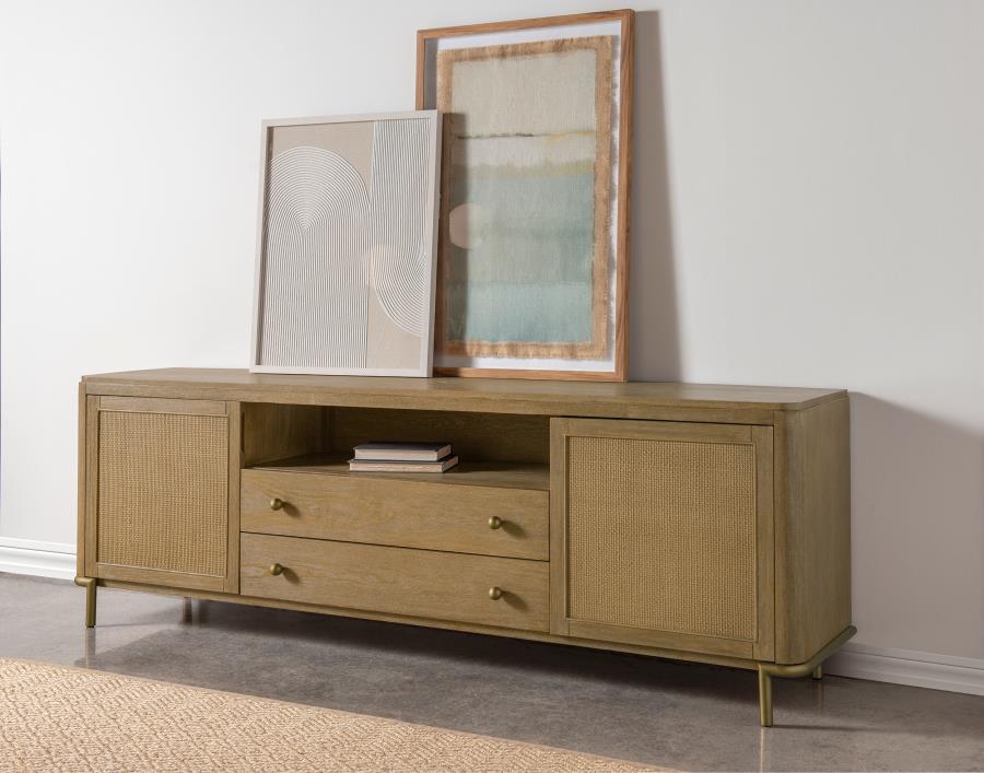 Arini - Rattan Cane 2-Door TV Stand Media Console