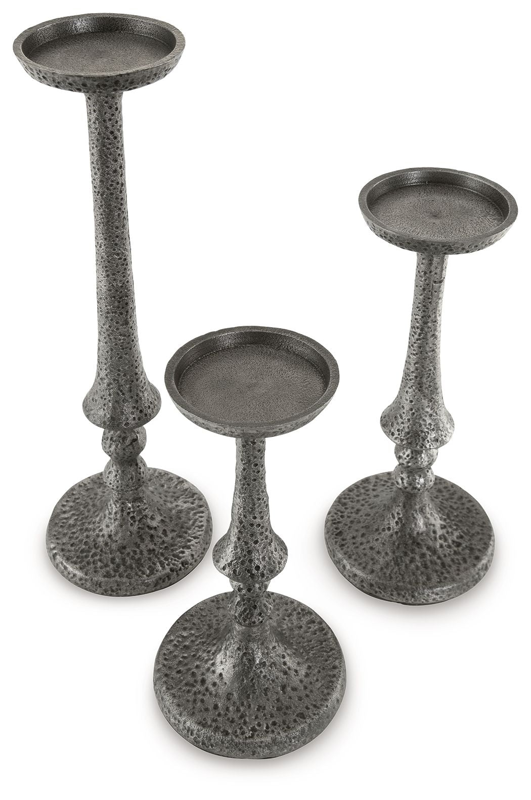 Eravell - Pewter Finish - Candle Holder Set (Set of 3) by Signature Design by Ashley® | Bel Furniture
