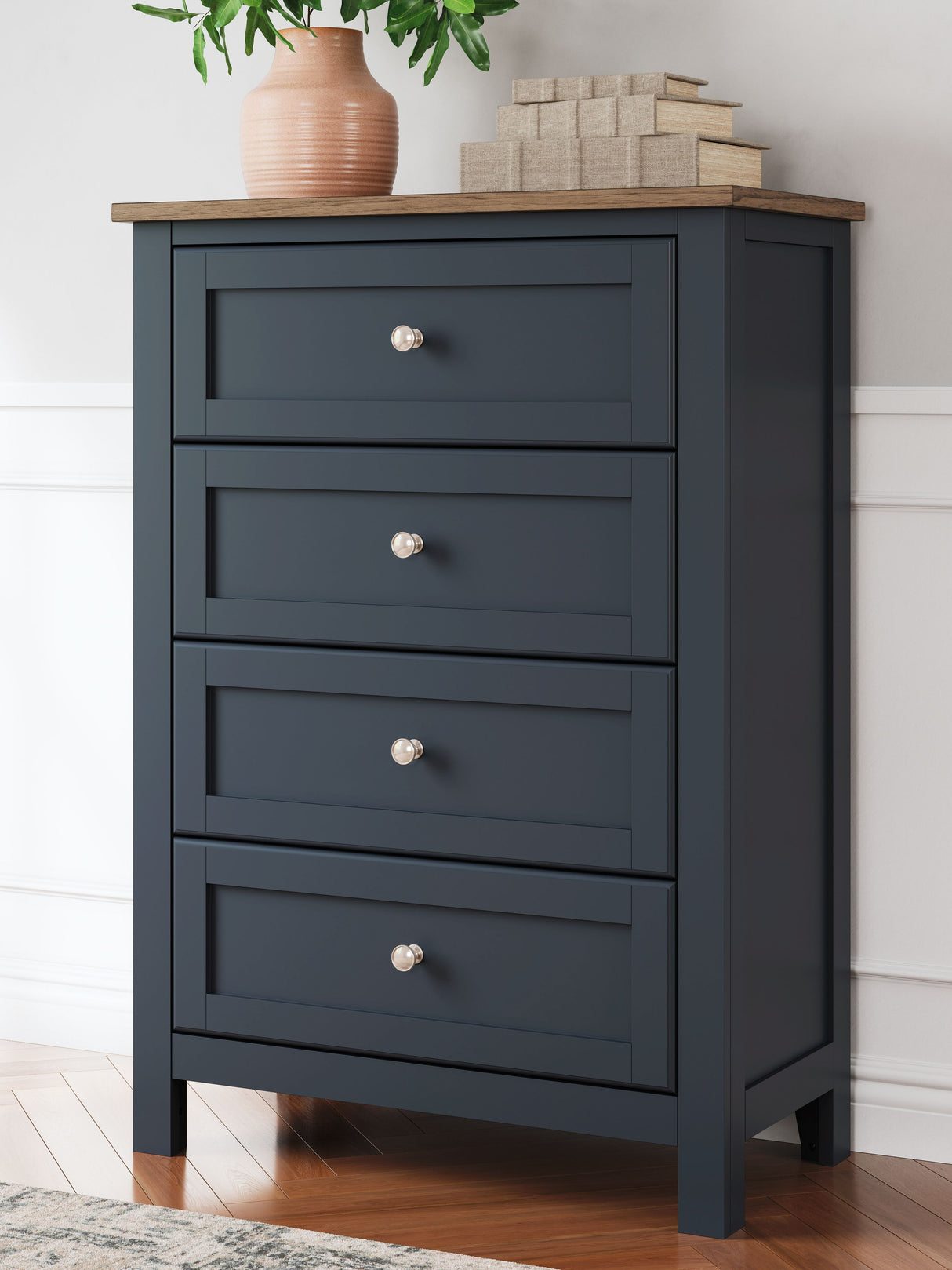 Landocken - Brown / Blue - Four Drawer Chest by Signature Design by Ashley® | Bel Furniture