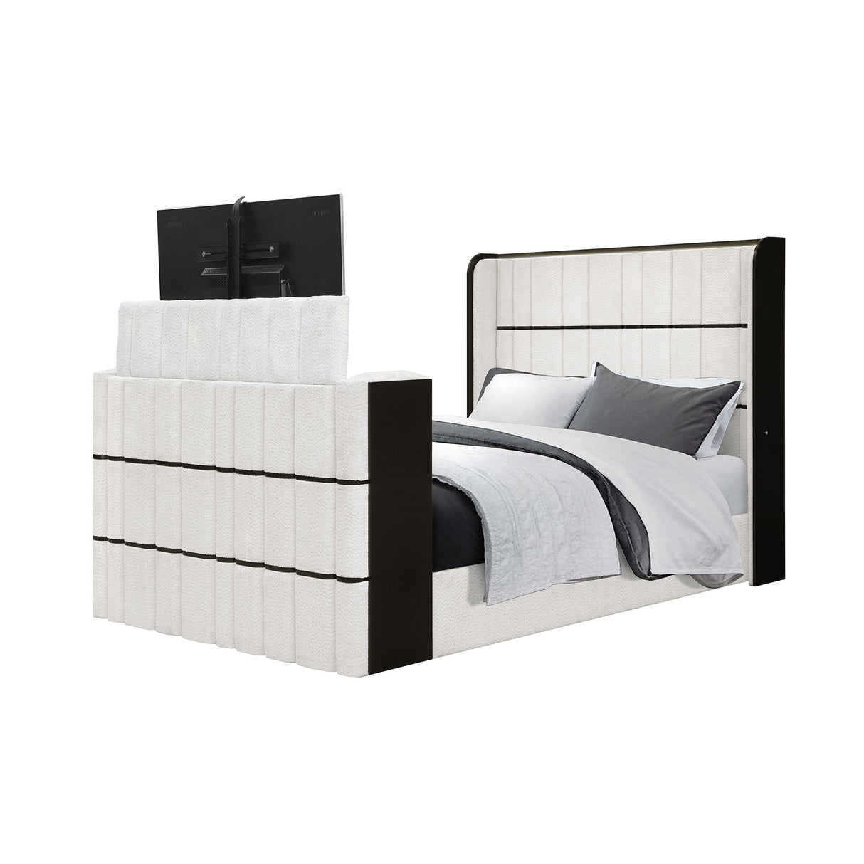 Isaiah - Bed With TV Lift-LED Speakers And Fireplace