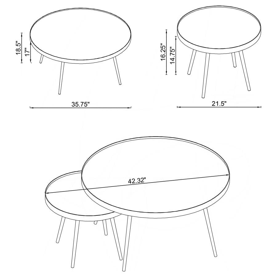 Kaelyn - 2 Piece Round Mirror Top Nesting Coffee Table