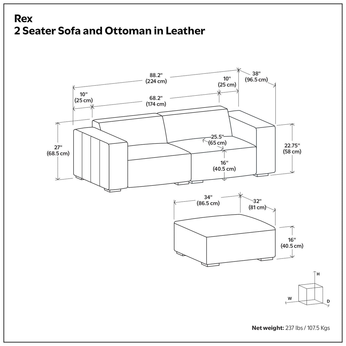 Rex - Handcrafted Sectional Sofa And Ottoman