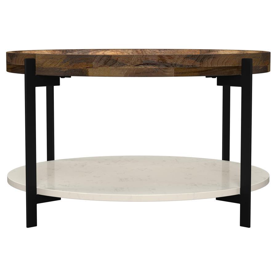 Adhvik - Round Table With Marble Shelf by Coaster Fine Furniture | Bel Furniture