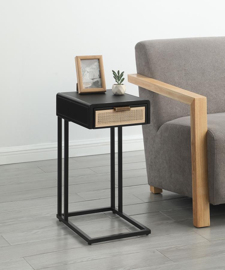 Amherst - 1-Drawer Radio Weave Cane Metal Side Table by Coaster Fine Furniture | Bel Furniture