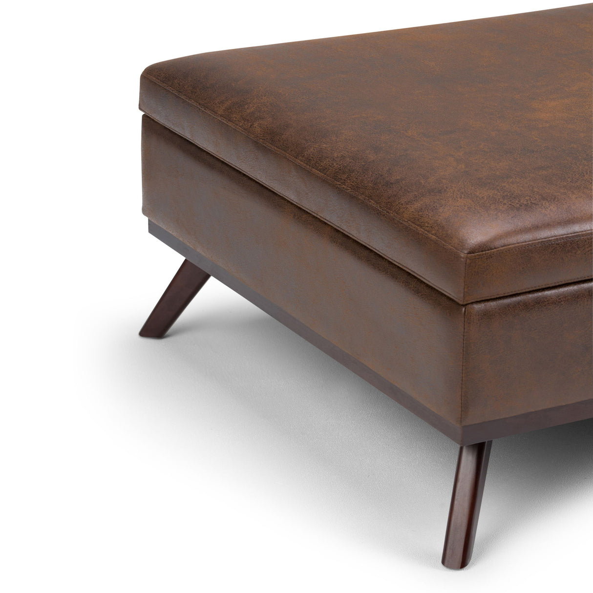 Owen - Square Coffee Table Storage Ottoman - Distressed Chestnut Brown by Simpli-Home | Bel Furniture