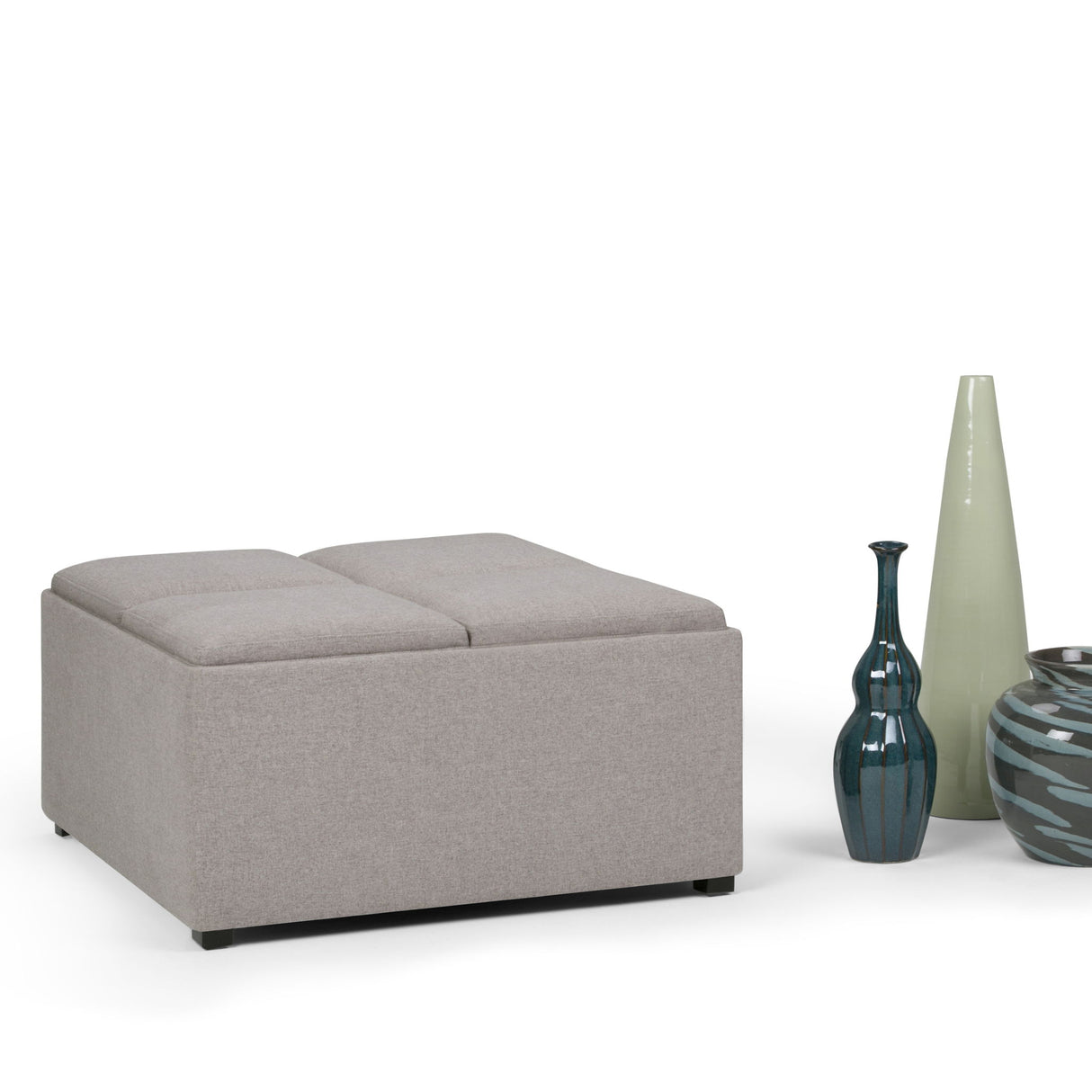 Avalon - Square Coffee Table, Storage Ottoman by Simpli-Home | Bel Furniture