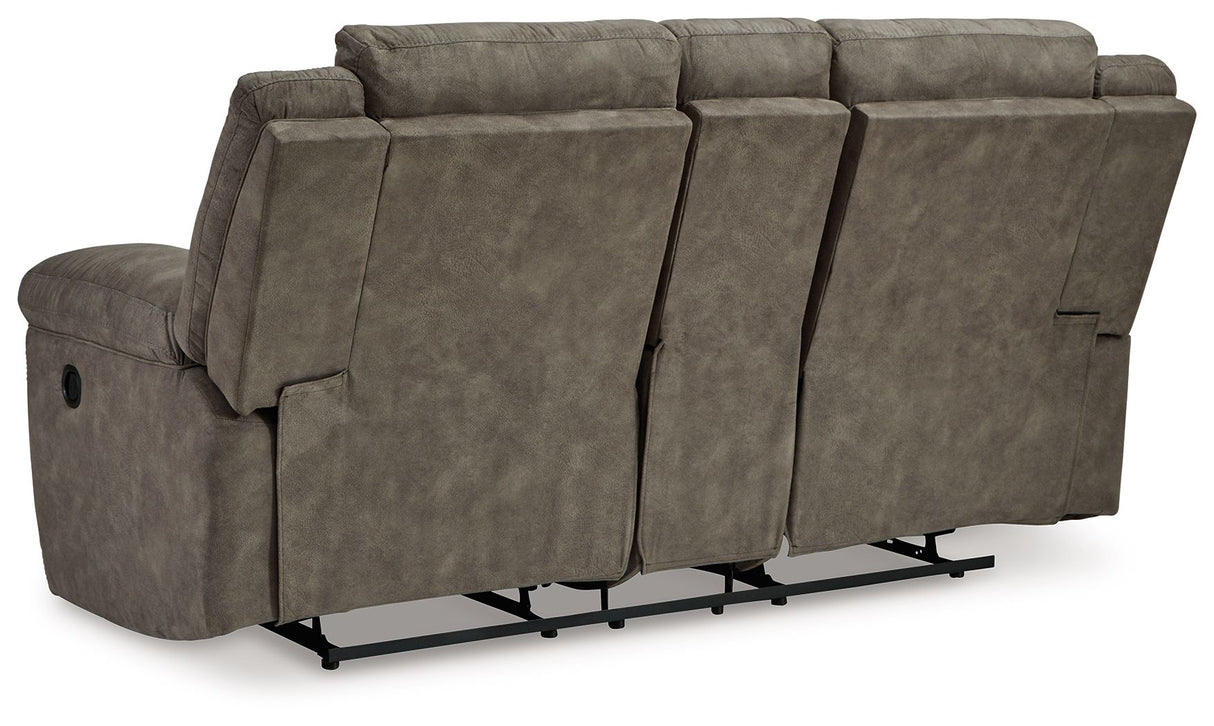 Laresview - Fossil - Dbl Reclining Loveseat with Console by Signature Design by Ashley® | Bel Furniture