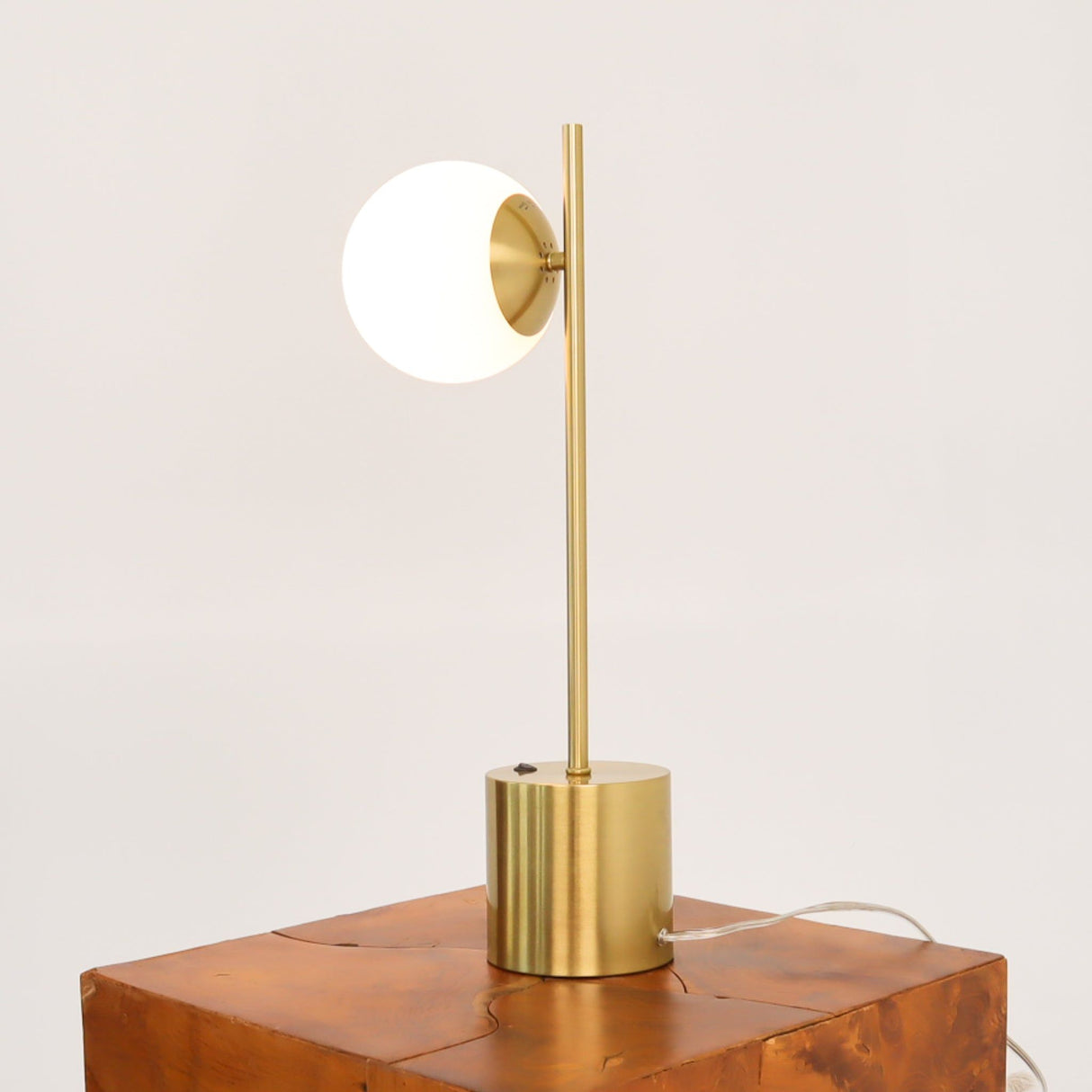 Ethereal - Modern Small Table Lamp, Desk Lamp Fixture With Globe Shade - Gold / White by Ashcroft Furniture | Bel Furniture