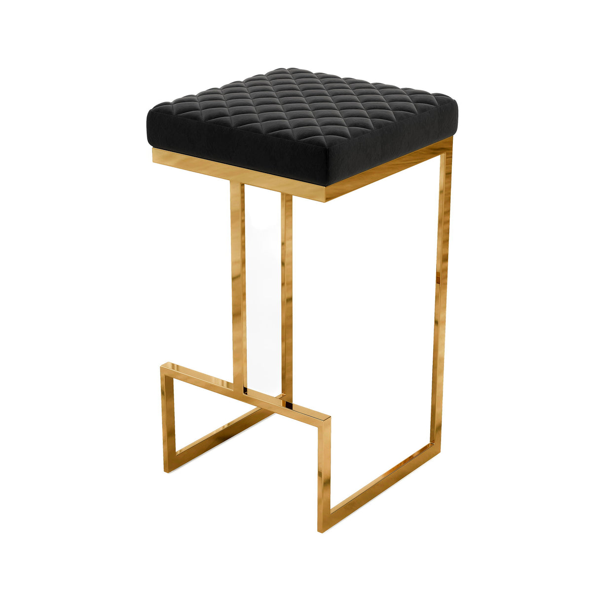 Joel - Upholstered Stool - Black / Gold