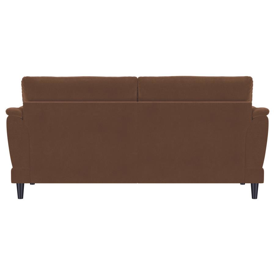 Selma - Velvet Upholstered Crescent Arm Sofa - Rust by Coaster Fine Furniture | Bel Furniture