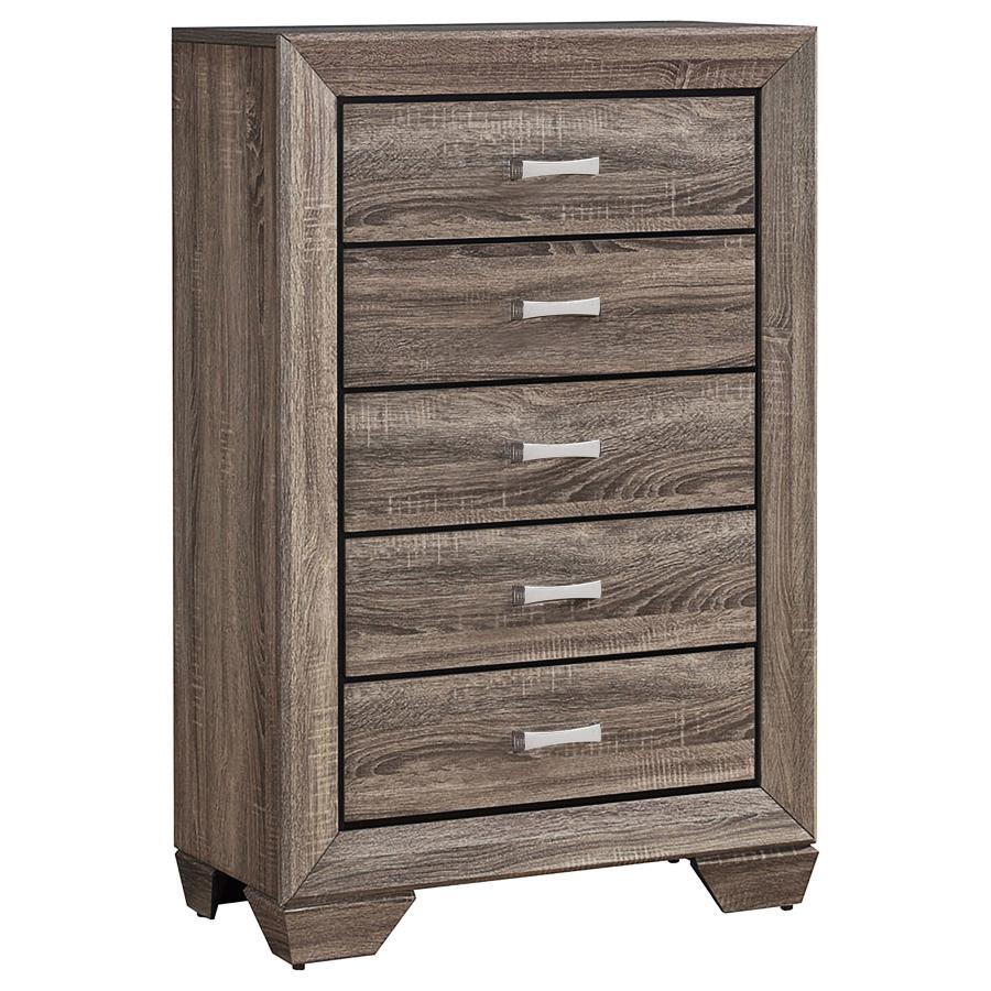 Kauffman - 5-Drawer Bedroom Chest Light Brown by CoasterEveryday | Bel Furniture