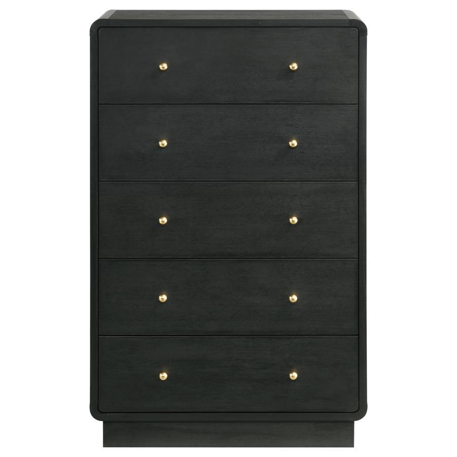 Cavelle - 5-Drawer Chest Of Drawers - Black by Coaster Fine Furniture | Bel Furniture