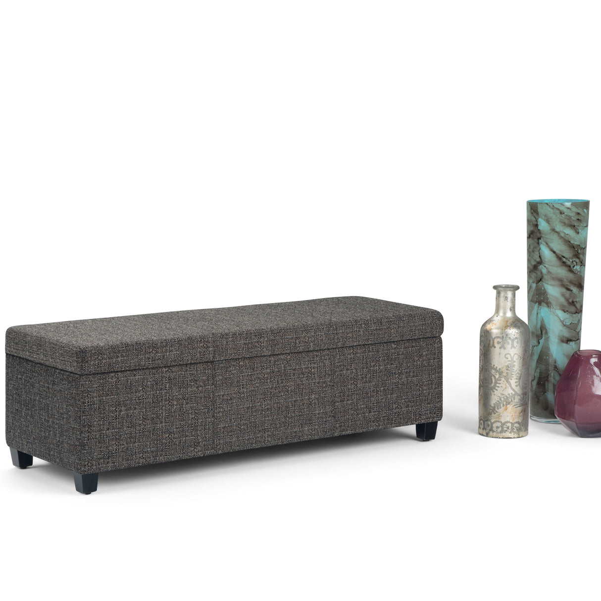 Avalon - Storage Ottoman Bench - Dark Gray by Simpli-Home | Bel Furniture