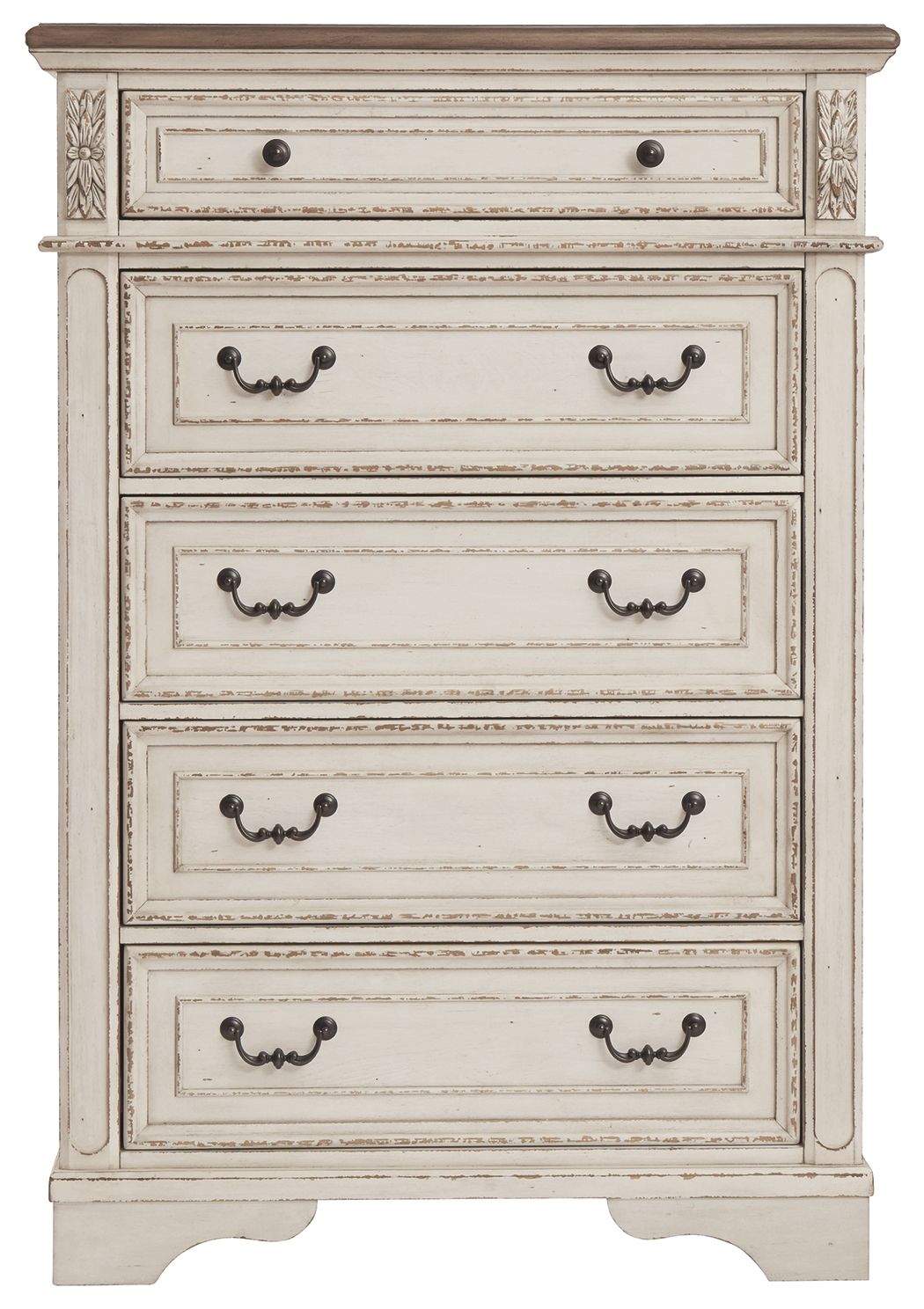 Realyn - White / Brown / Beige - Five Drawer Chest by Signature Design by Ashley® | Bel Furniture
