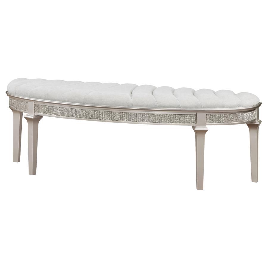 Evangeline - Curved Fabric Upholstered Bench - Silver Oak by Coaster Fine Furniture | Bel Furniture