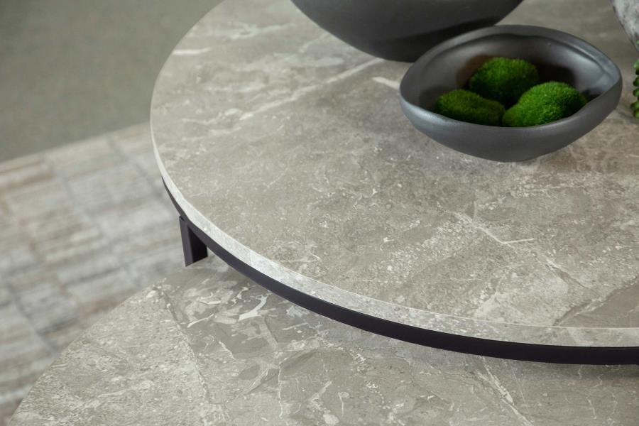 Lainey - 2 Piece Round Faux Marble Nesting Coffee Table