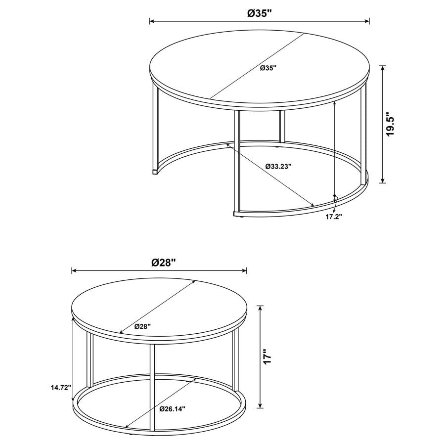 Lainey - 2 Piece Round Faux Marble Nesting Coffee Table