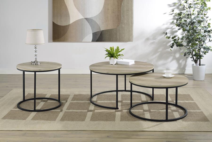 Lainey - 2 Piece Round Faux Marble Nesting Coffee Table