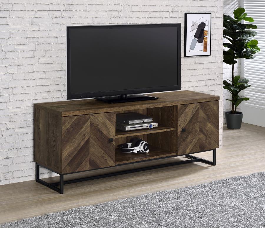 Myles - 2 Door Engineered Wood TV Stand - Rustic Oak