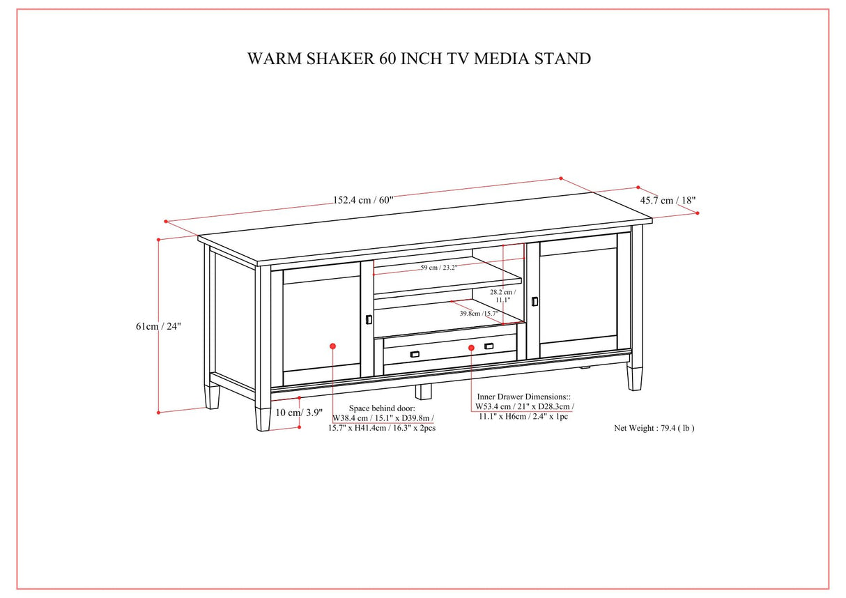 Warm Shaker - TV Media Stand - Brown by Simpli-Home | Bel Furniture
