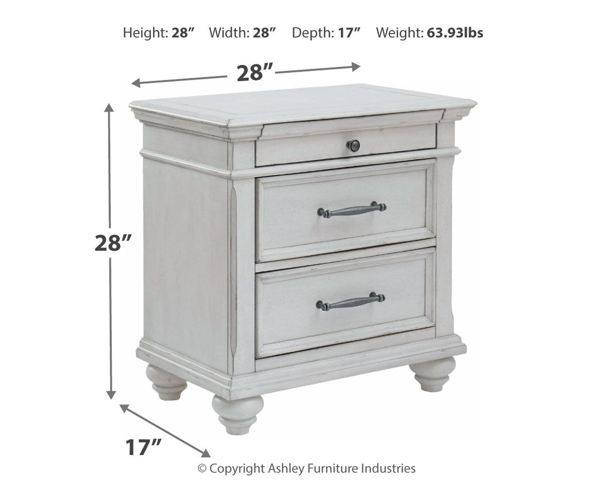 Kanwyn - Whitewash - Three Drawer Night Stand by Benchcraft® | Bel Furniture