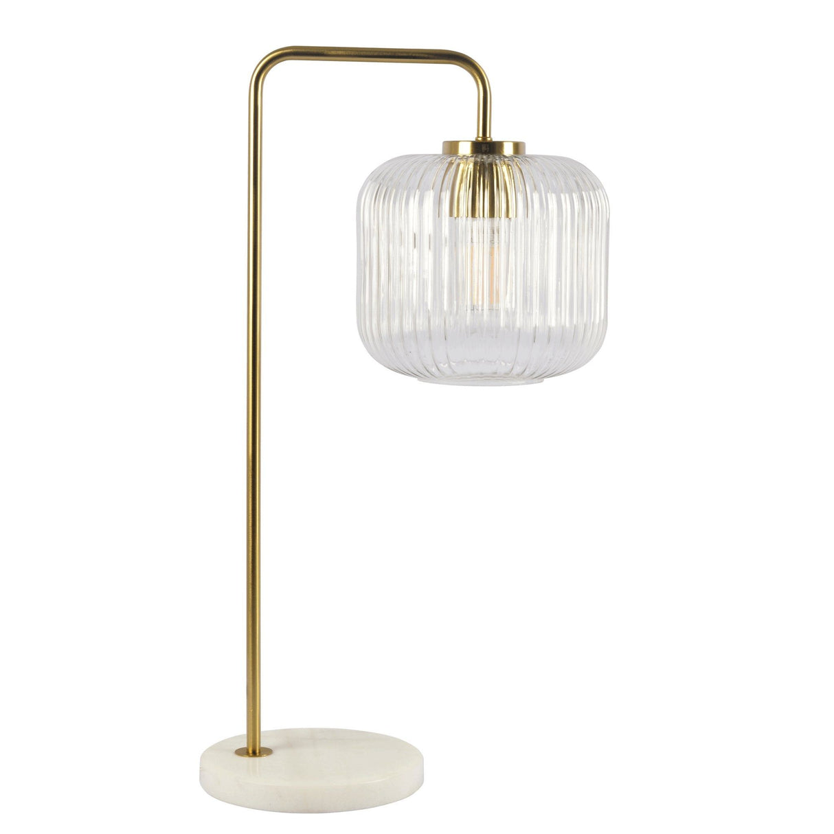 Haven - Clear Table Lamp, Button Control - Gold / White / White Marble by Ashcroft Furniture | Bel Furniture