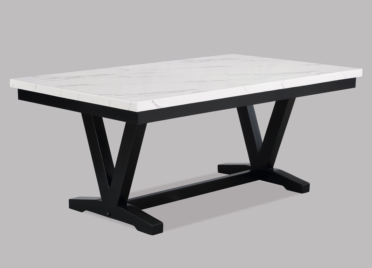 Tanner - Dining Table, Faux Carrara Marble - White / Black by Crown Mark | Bel Furniture