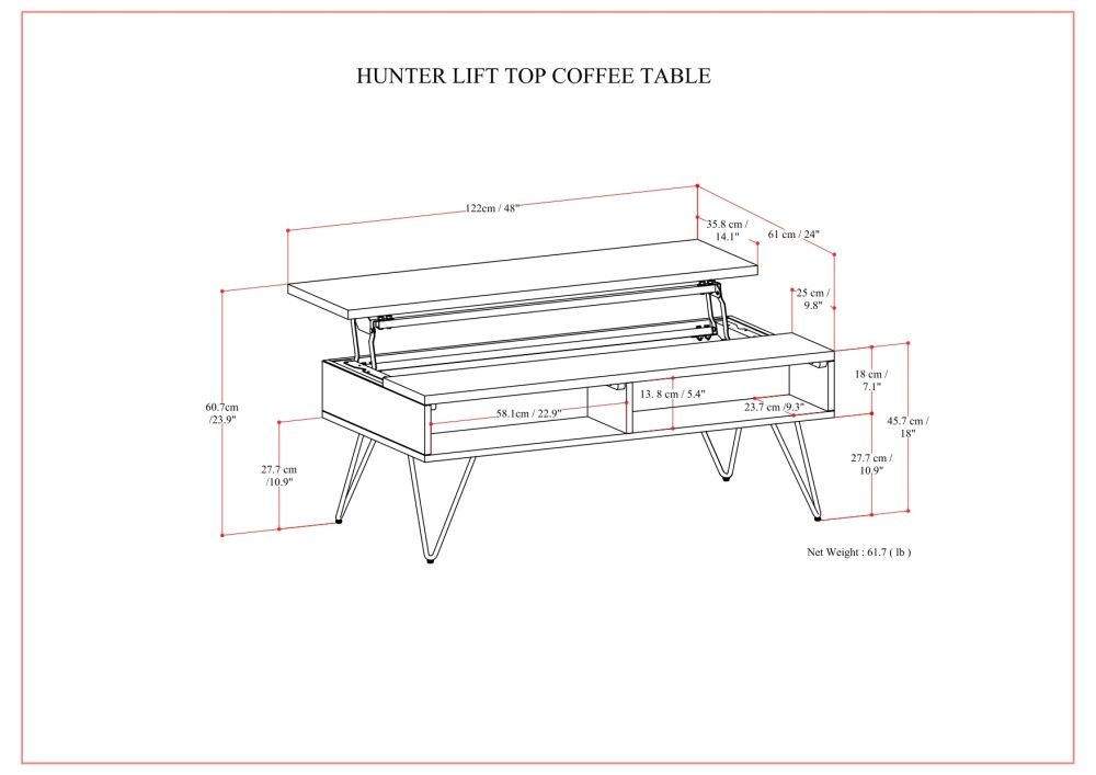 Hunter - Handcrafted Lift Top Coffee Table by Simpli-Home | Bel Furniture