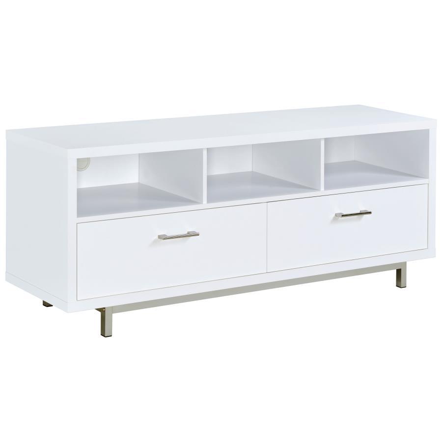 Casey - 2-Drawer Engineered Wood 60" TV Stand White by CoasterEssence | Bel Furniture