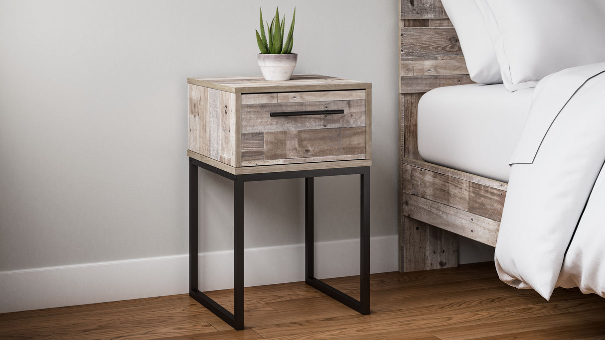 Neilsville - Whitewash - One Drawer Night Stand - Vinyl-Wrapped by Signature Design by Ashley® | Bel Furniture
