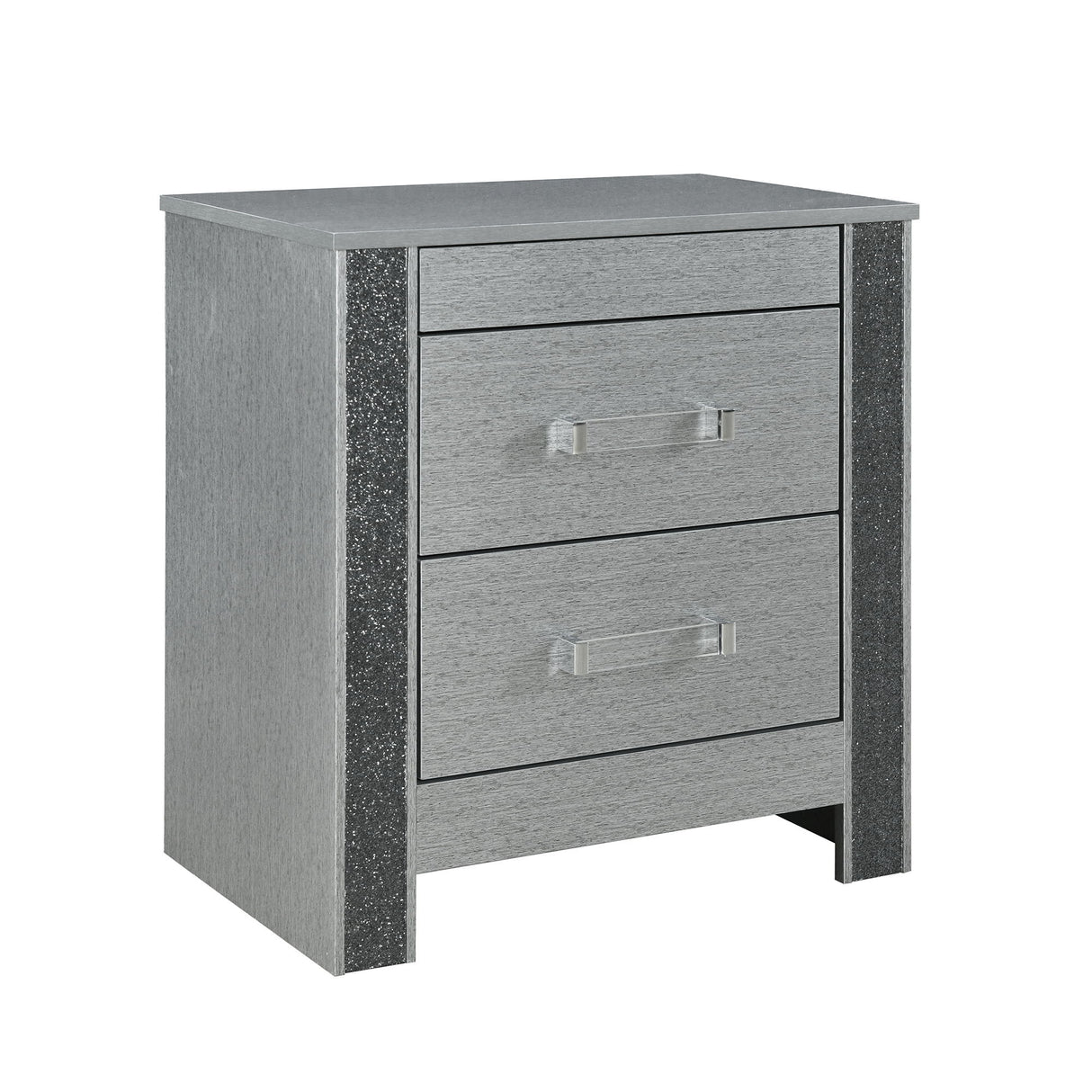 Lorenzo - Nightstand With Hidden Compartment And Handles - Silver