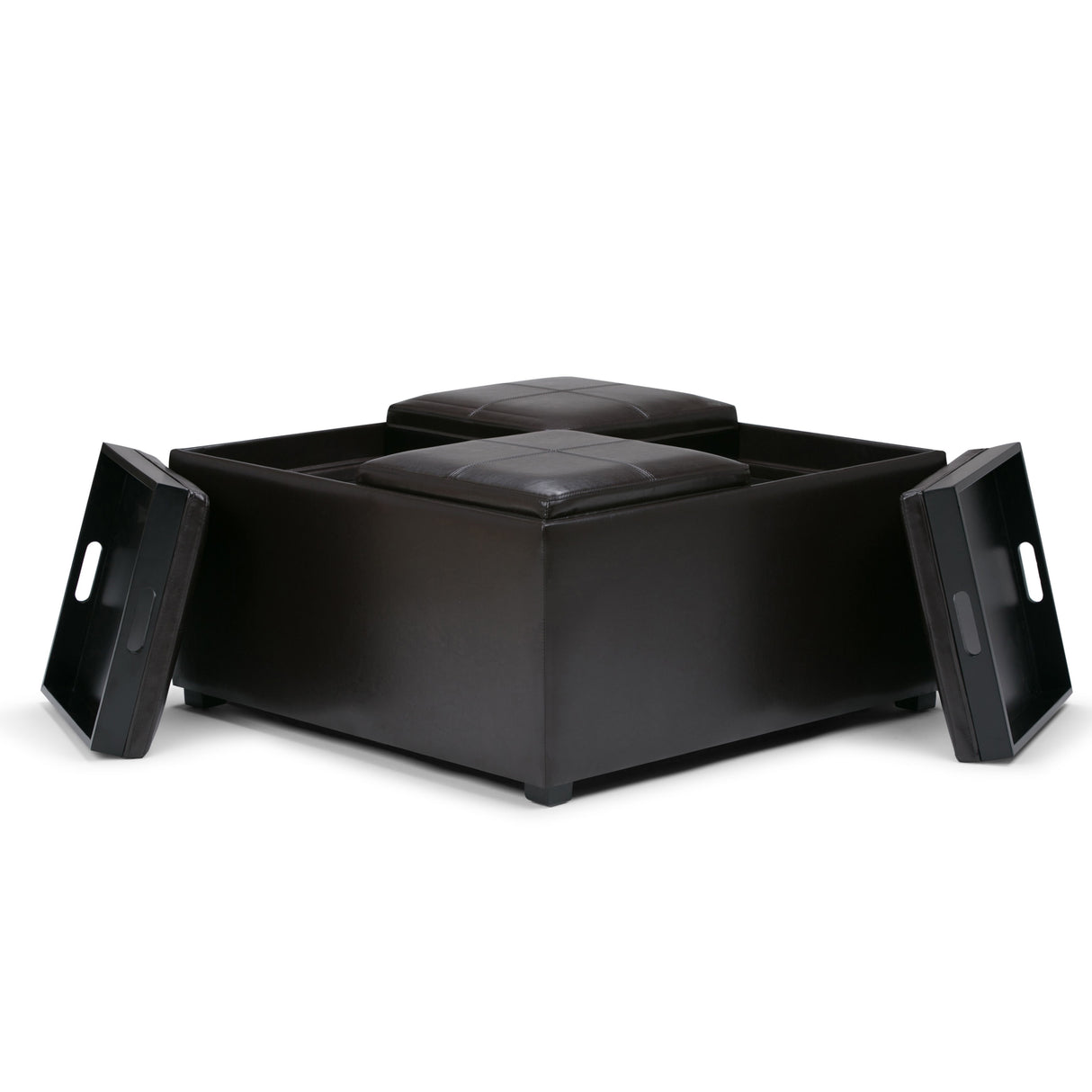 Avalon - Square Coffee Table Storage Ottoman - Tanners Brown by Simpli-Home | Bel Furniture