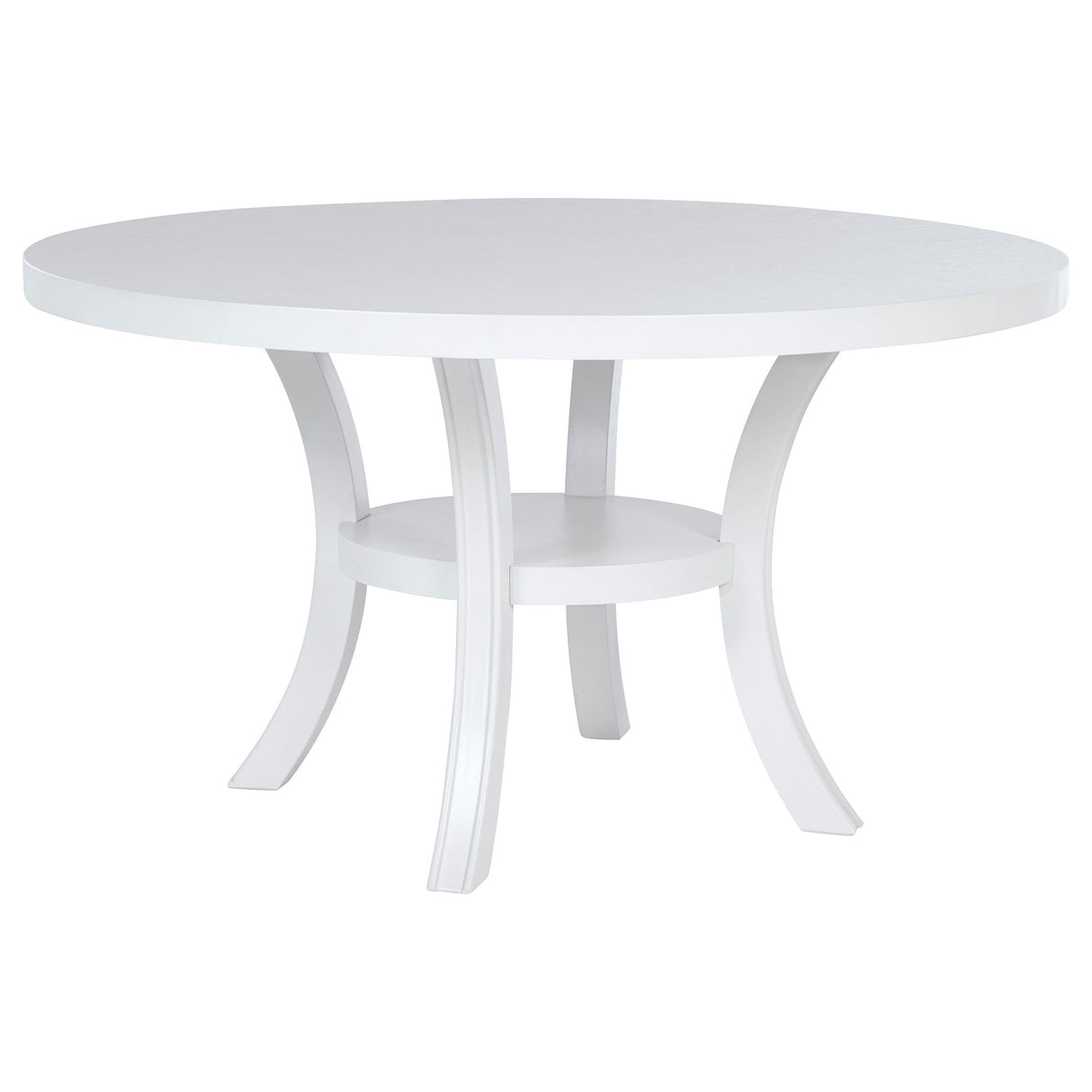 Judd - Round Dining Wood Table With Shelf - Pearl White by Coaster Fine Furniture | Bel Furniture