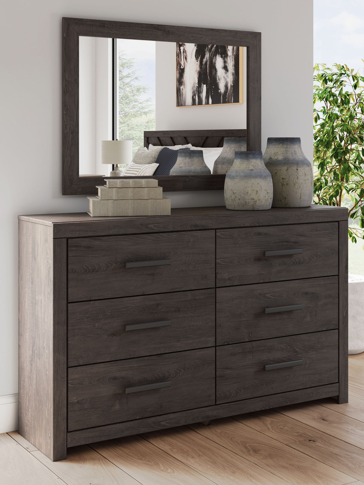 Prendonea - Charcoal - Dresser and Mirror by Signature Design by Ashley® | Bel Furniture