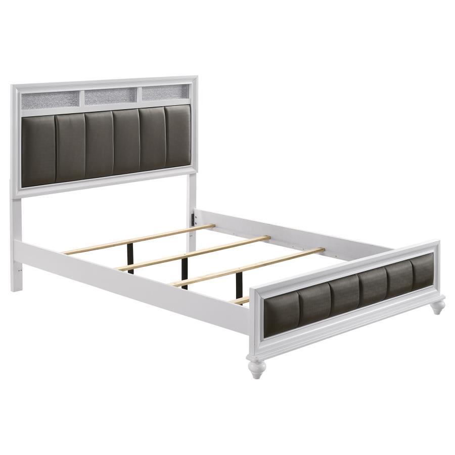 Barzini - Upholstered Panel Bed White Queen by CoasterEveryday | Bel Furniture