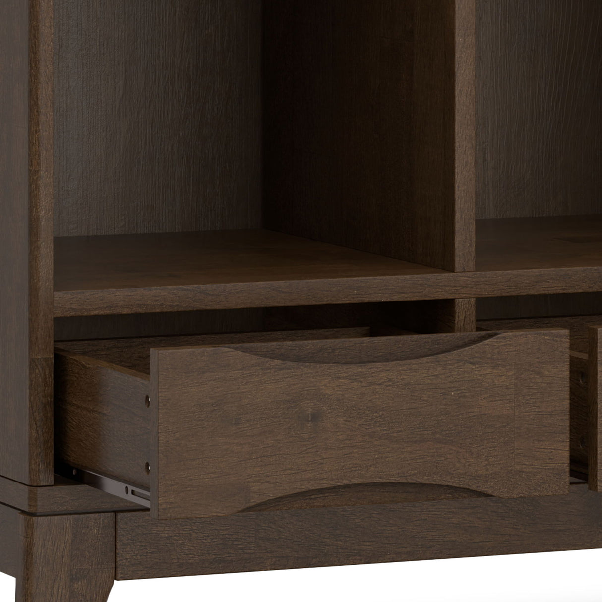 Harper - Low 6 Cube Storage With Drawers - Walnut Brown by Simpli-Home | Bel Furniture