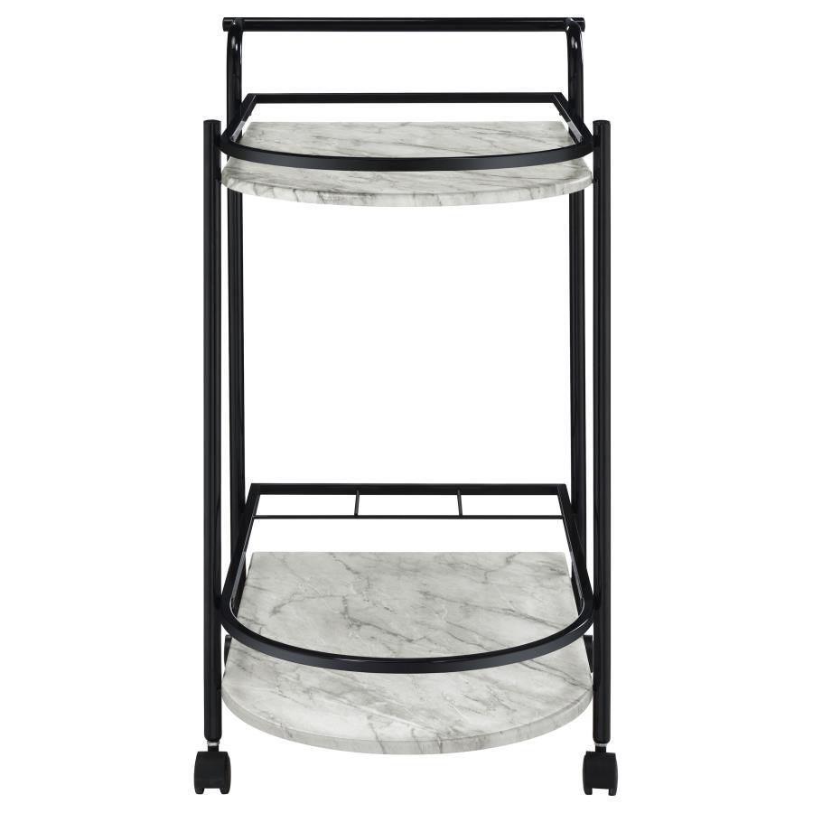 Desiree - 2-Tier Faux Marble Shelf Metal Bar Cart by CoasterEveryday | Bel Furniture