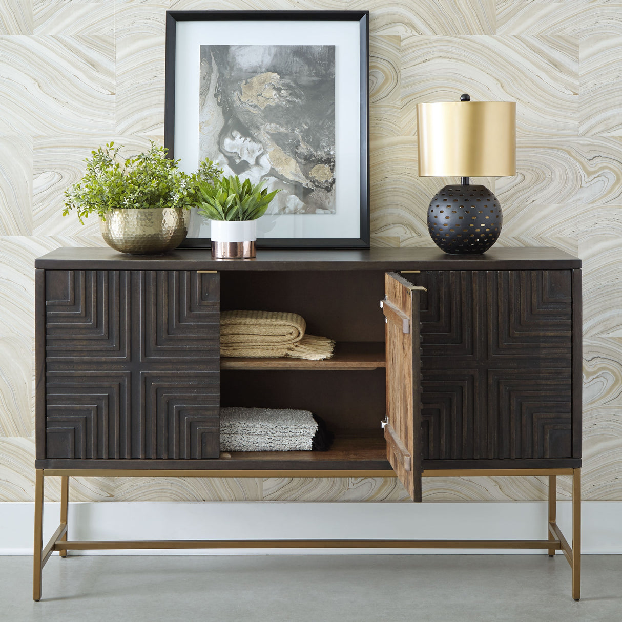Elinmore - Brown / Gold Finish - Accent Cabinet by Signature Design by Ashley® | Bel Furniture