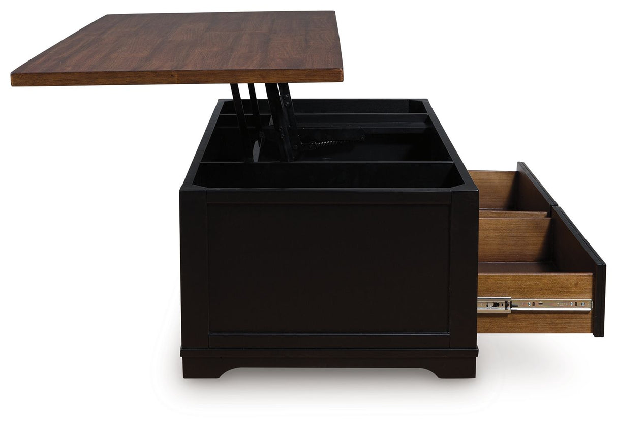 Wildenauer - Brown / Black - Lift Top Cocktail Table by Signature Design by Ashley® | Bel Furniture