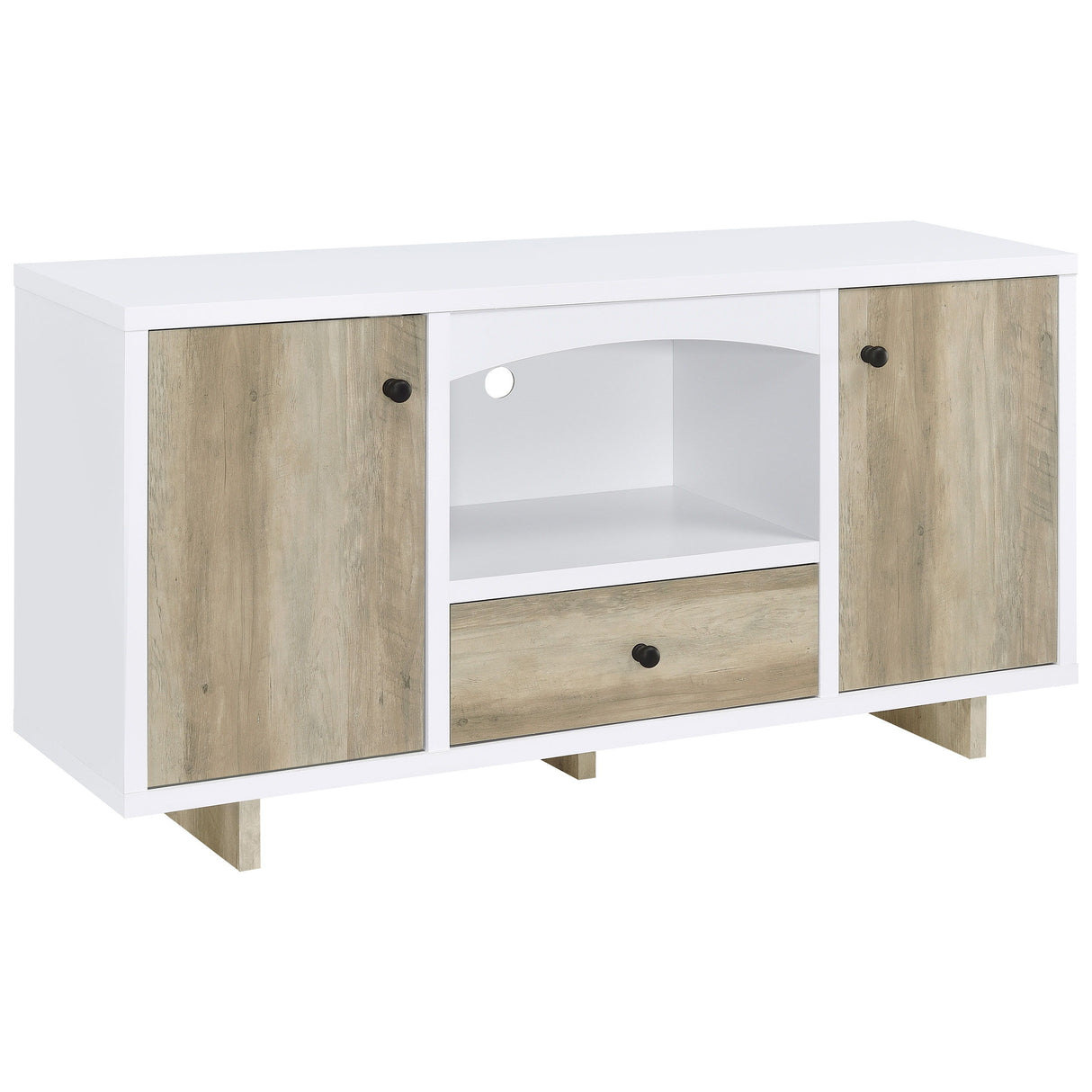 Dalton - 2 Door Storage Credenza - White And Distressed Pine by CoasterEveryday | Bel Furniture