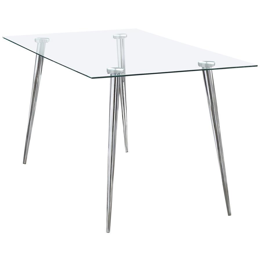 Gilman - Rectangular 64-inch Glass Top Dining Table by CoasterEssence | Bel Furniture