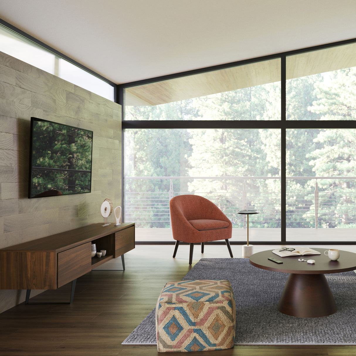 Lowry - Handcrafted TV Media Stand - Walnut by Simpli-Home | Bel Furniture